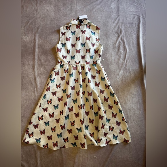 Gracia Cream and Brown A-Line Sundress with Peter Pan Collar - Picture 6 of 7